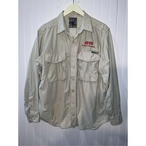ExOfficio Fishing Shirt Men's M Tan Long Sleeve Vented Oars 25 Years Of Excellen
